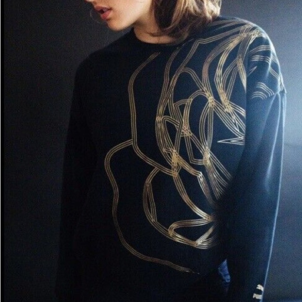 Puma X Careaux Black and Gold Rose Sweatshirt
